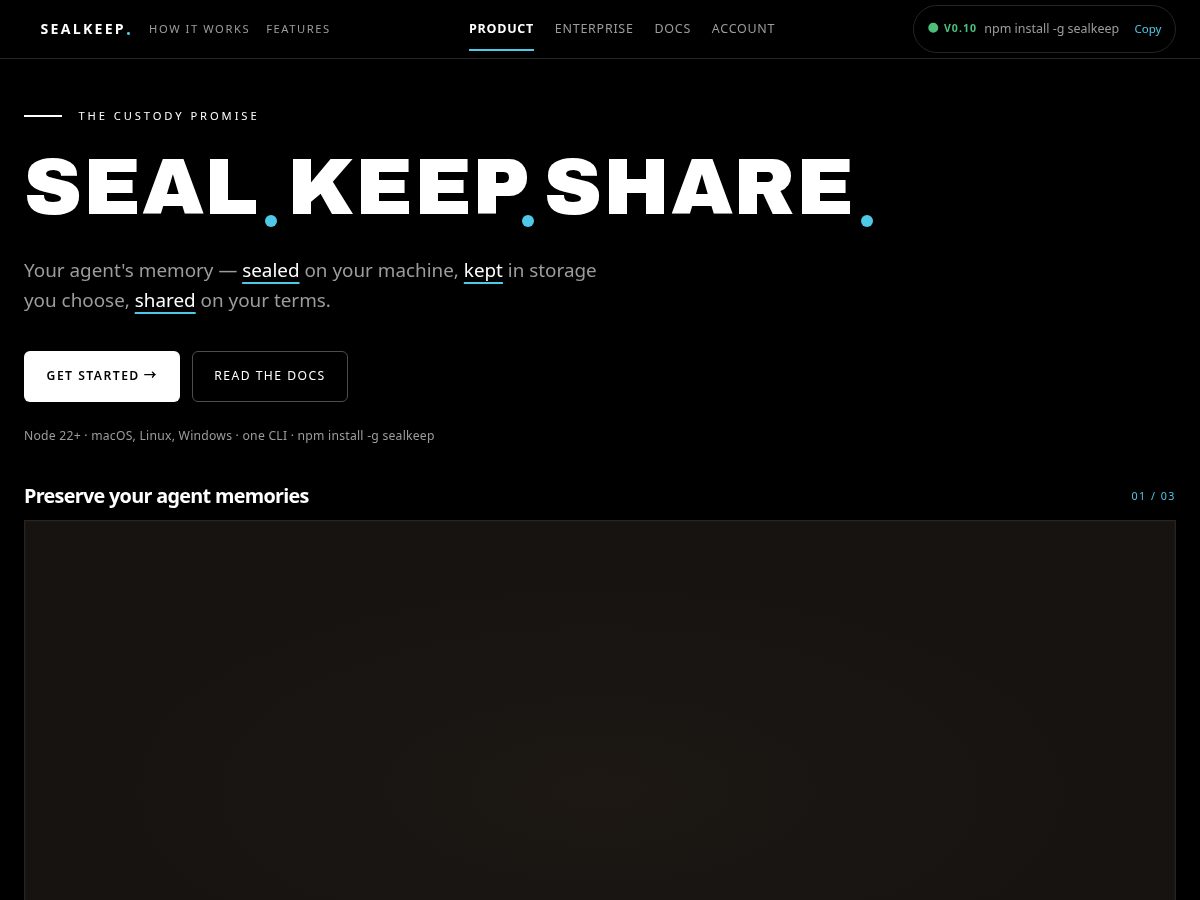 Landing-page snapshot of getsealkeep.online