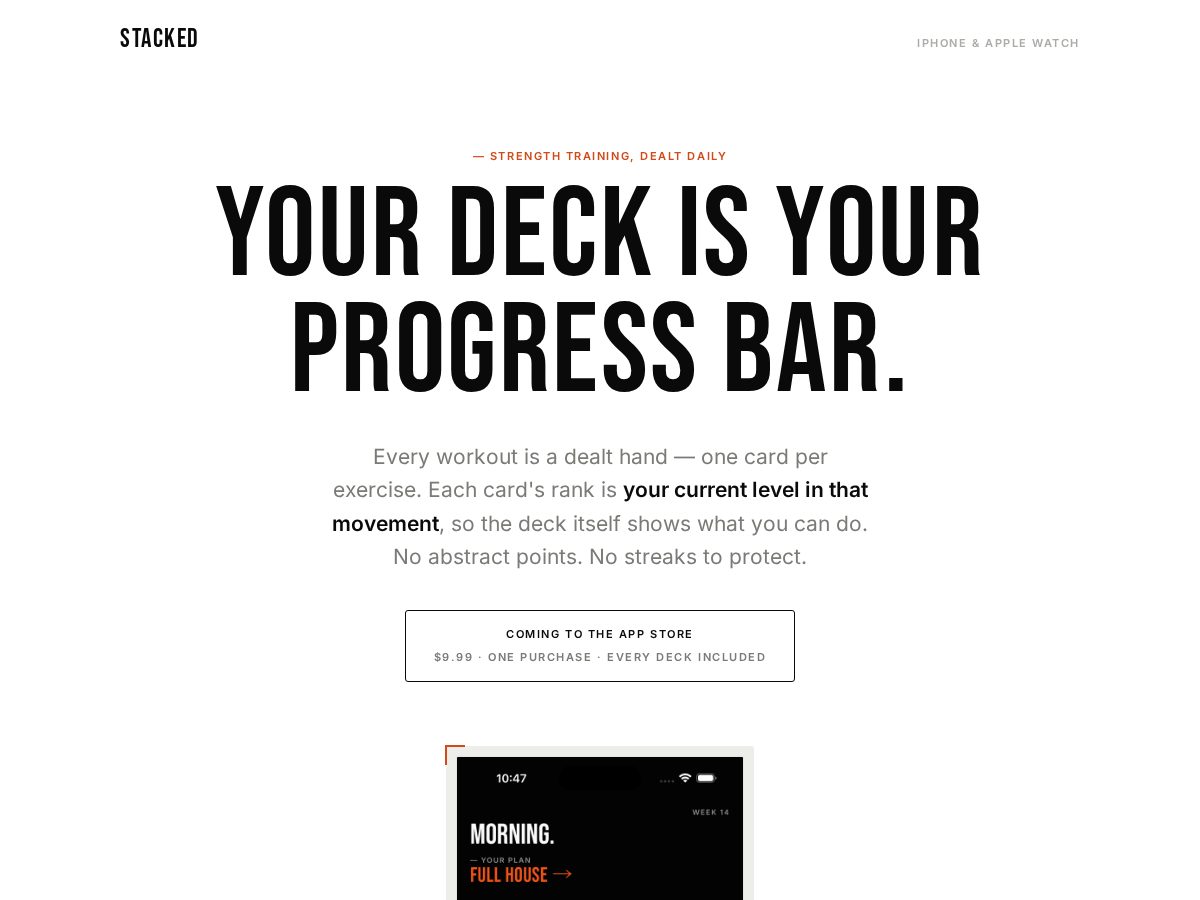 Landing-page snapshot of getstacked.fit