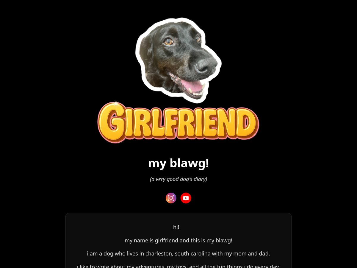 Landing-page snapshot of girlfriendthedog.com