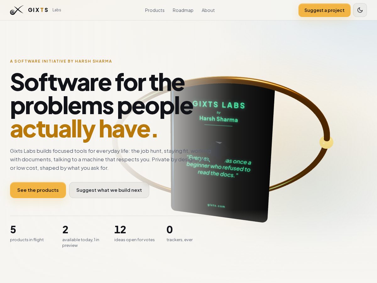 Landing-page snapshot of gixts.com