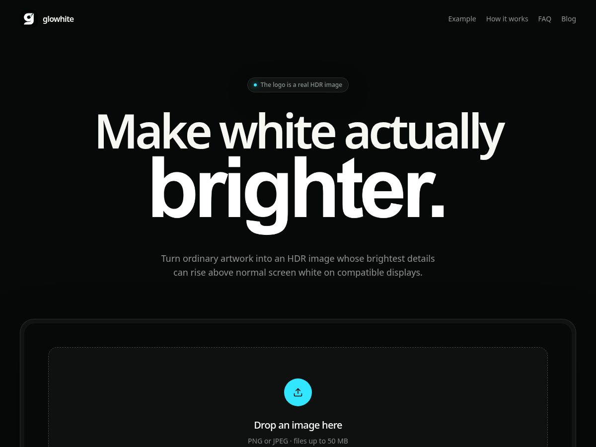 Landing-page snapshot of glowhite.xyz