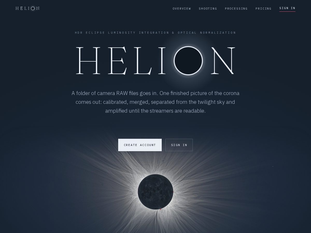 Landing-page snapshot of helion1.com