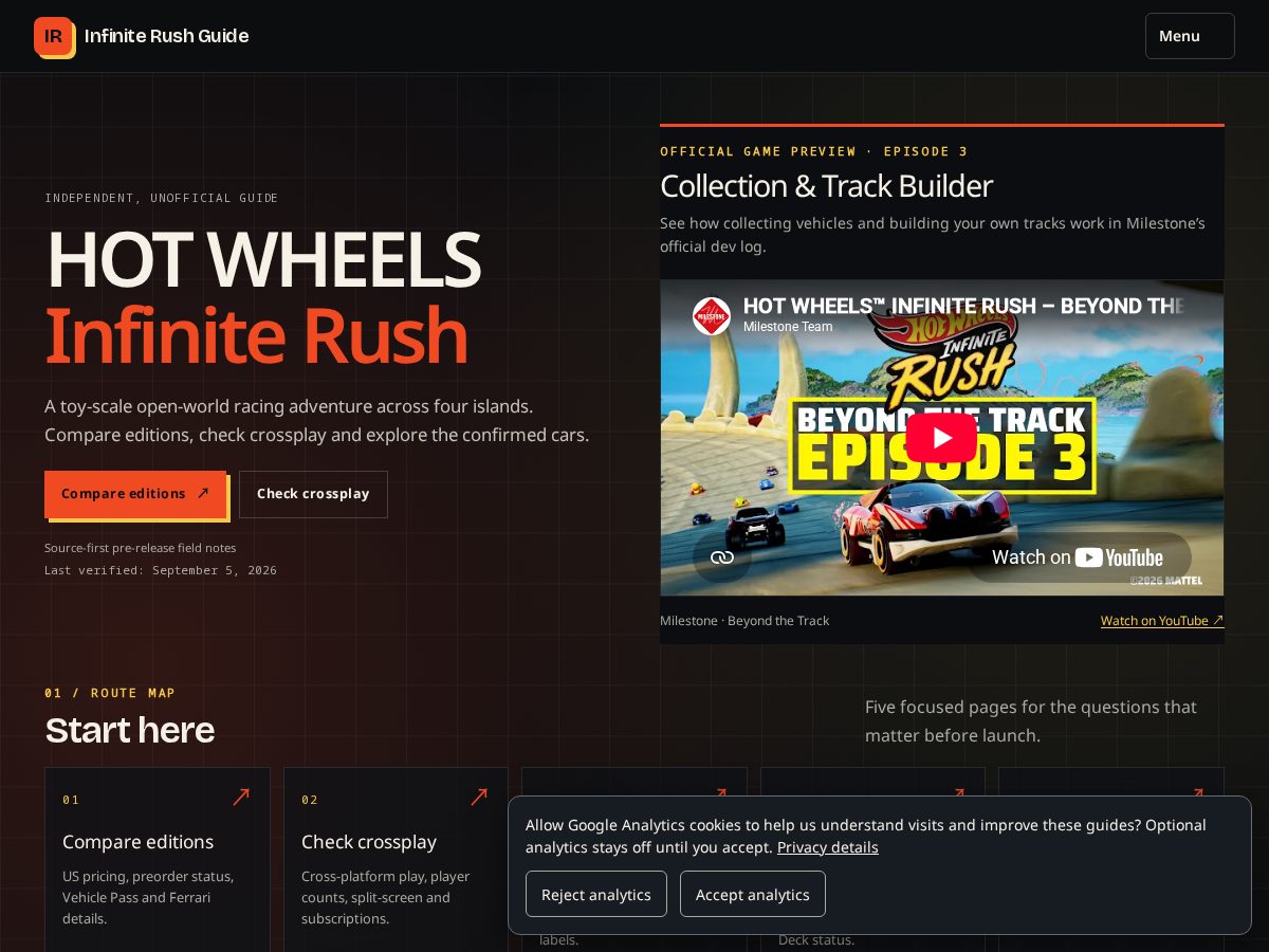Landing-page snapshot of infiniterushguide.wiki