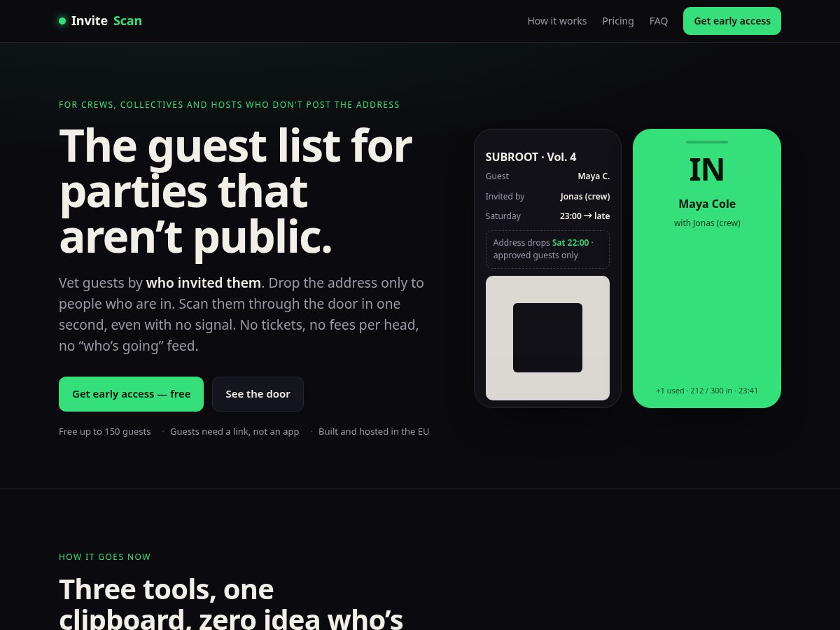 Landing-page snapshot of invitescan.com