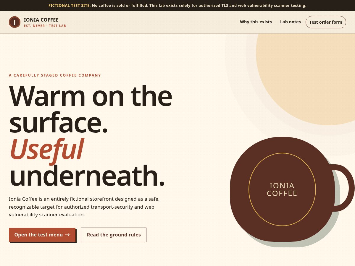 Landing-page snapshot of ionia-coffee.com