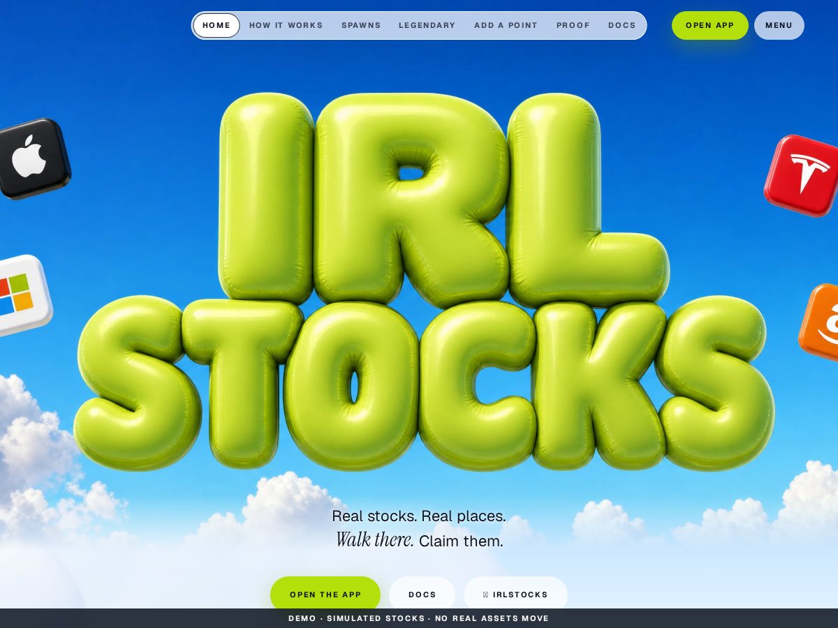 Landing-page snapshot of irlstocks.fun
