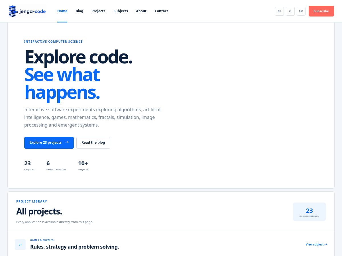 Landing-page snapshot of jenga-code.com