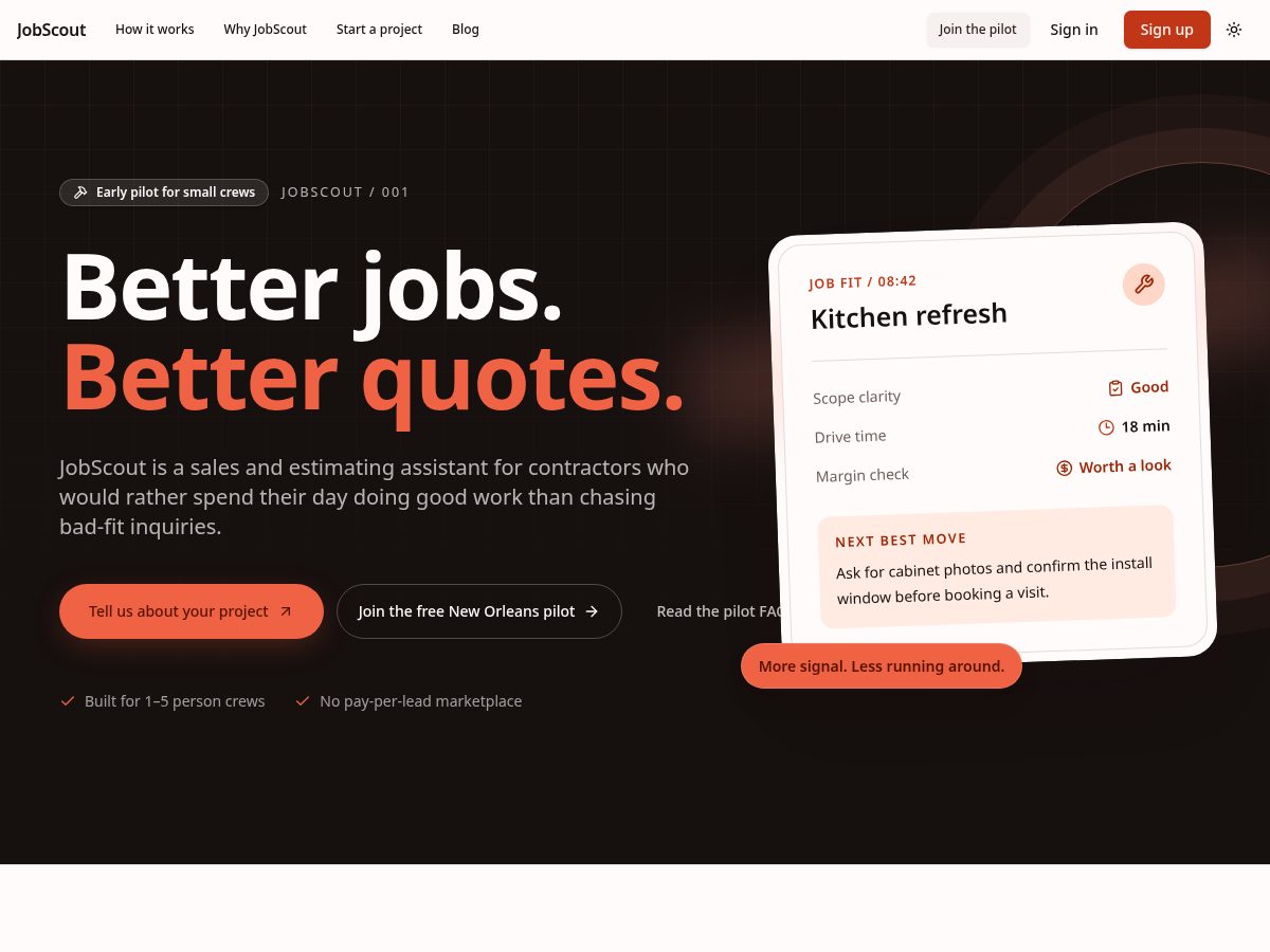Landing-page snapshot of jobscoutquotes.com