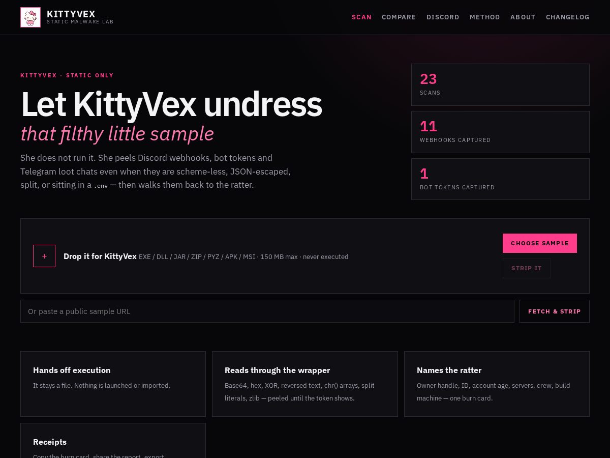 Landing-page snapshot of kittyvex.fun
