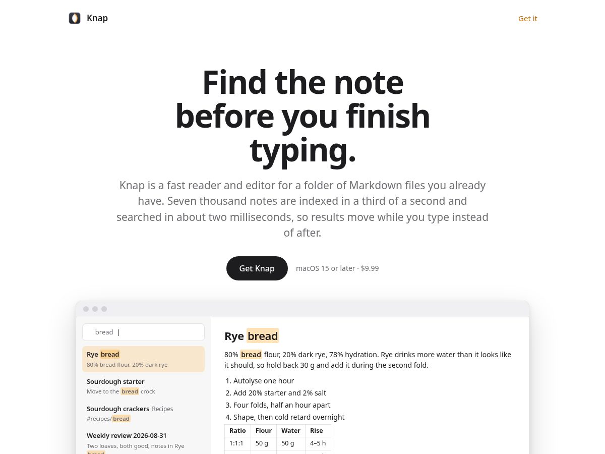 Landing-page snapshot of knap.rocks
