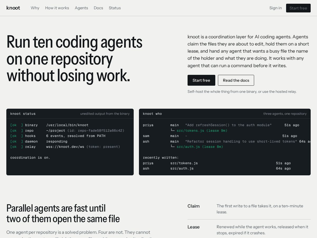 Landing-page snapshot of knoot.dev