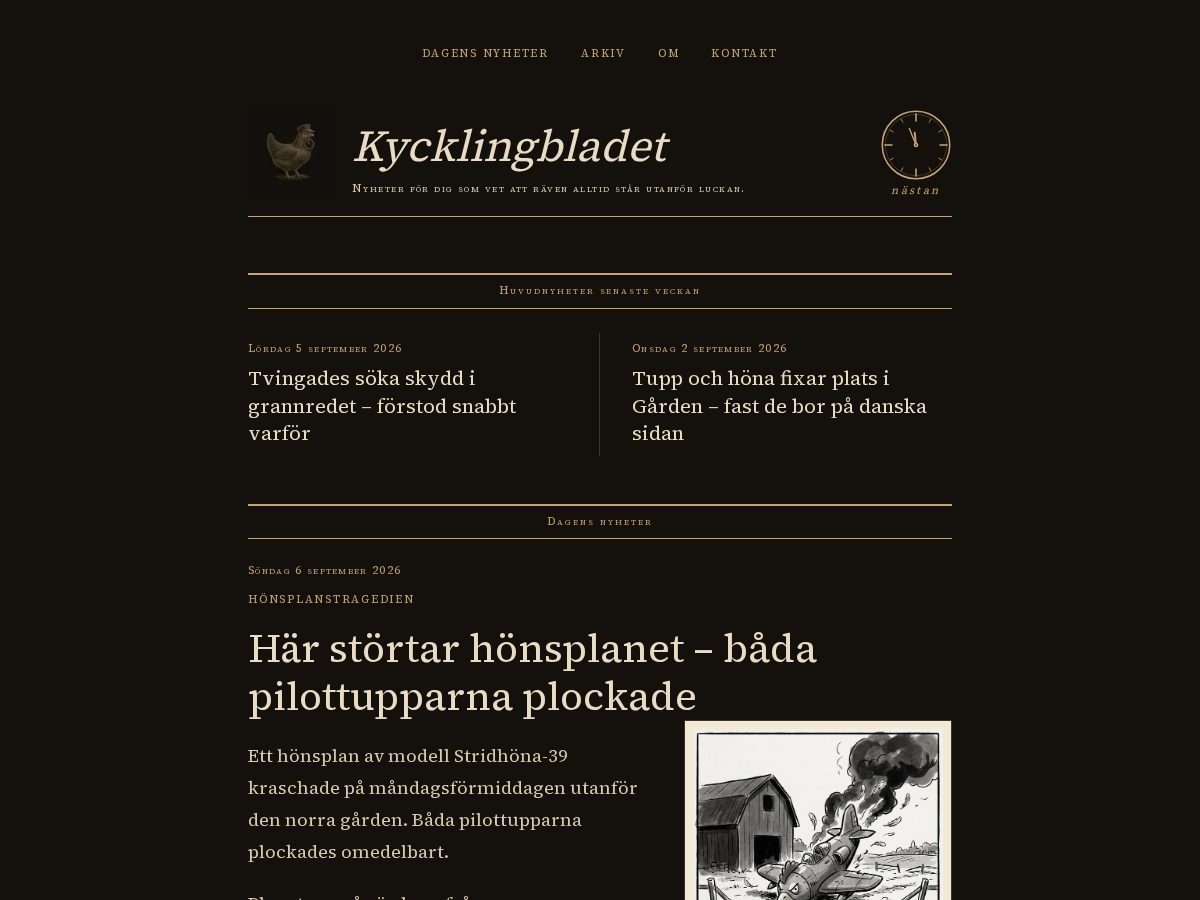 Landing-page snapshot of kycklingbladet.com