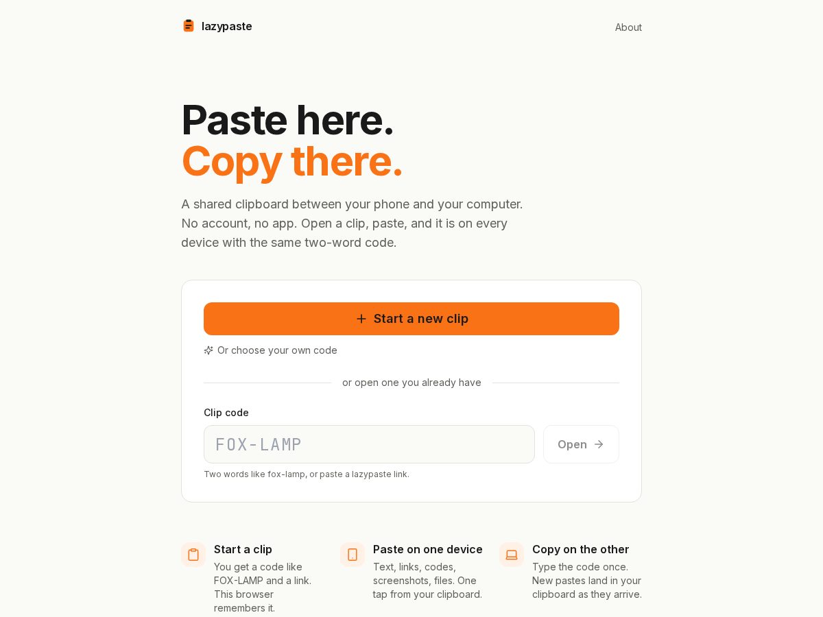 Landing-page snapshot of lazypaste.com