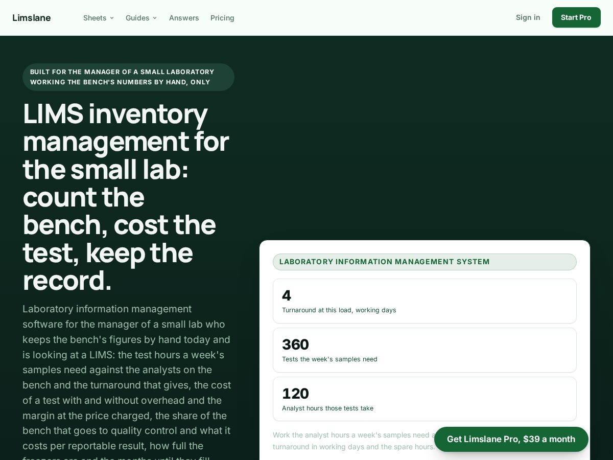 Landing-page snapshot of limslane.com