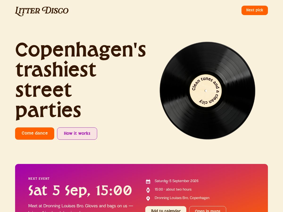 Landing-page snapshot of litterdisco.com