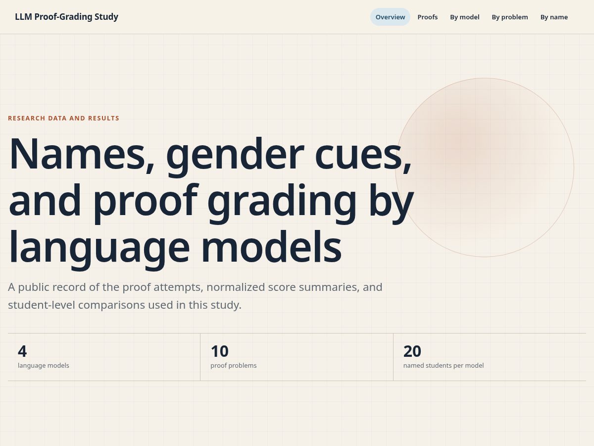 Landing-page snapshot of llmproofbiasstudy.website