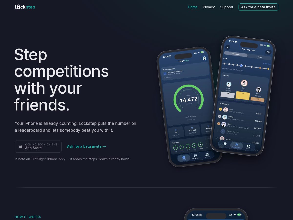 Landing-page snapshot of locksteptracker.app