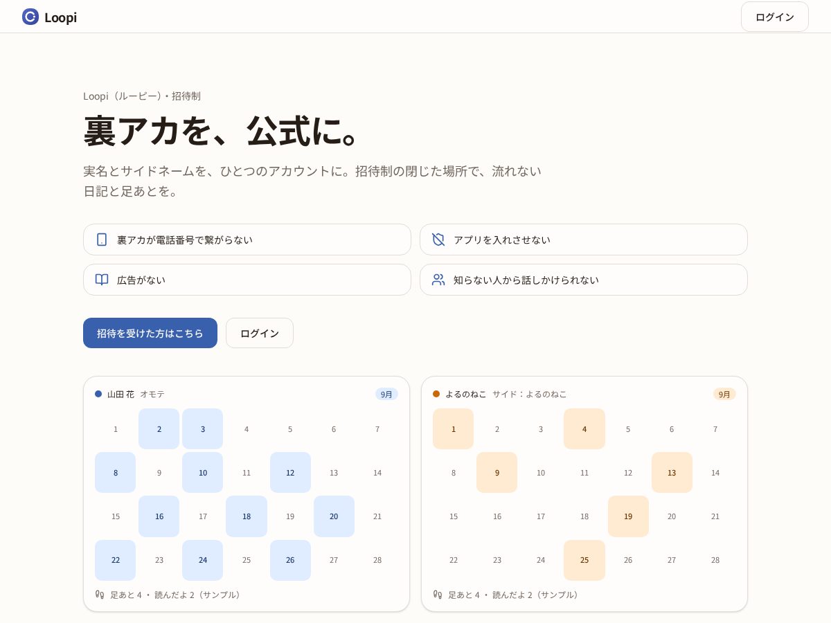 Landing-page snapshot of loopi.day