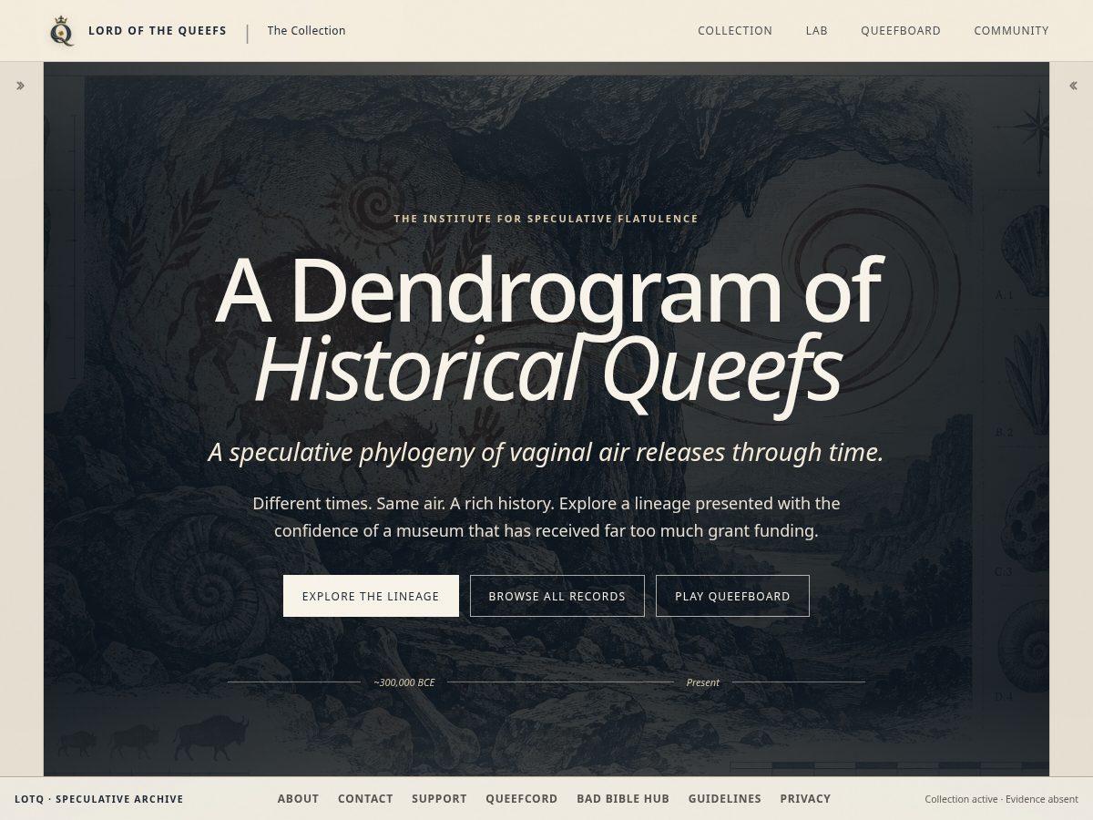 Landing-page snapshot of lordofthequeefs.com