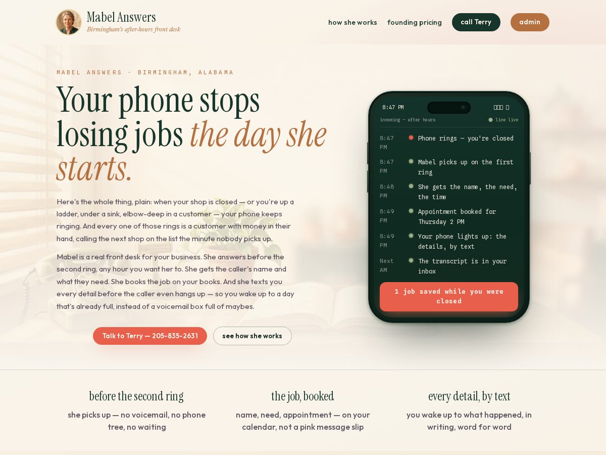 Landing-page snapshot of mabelanswers.com