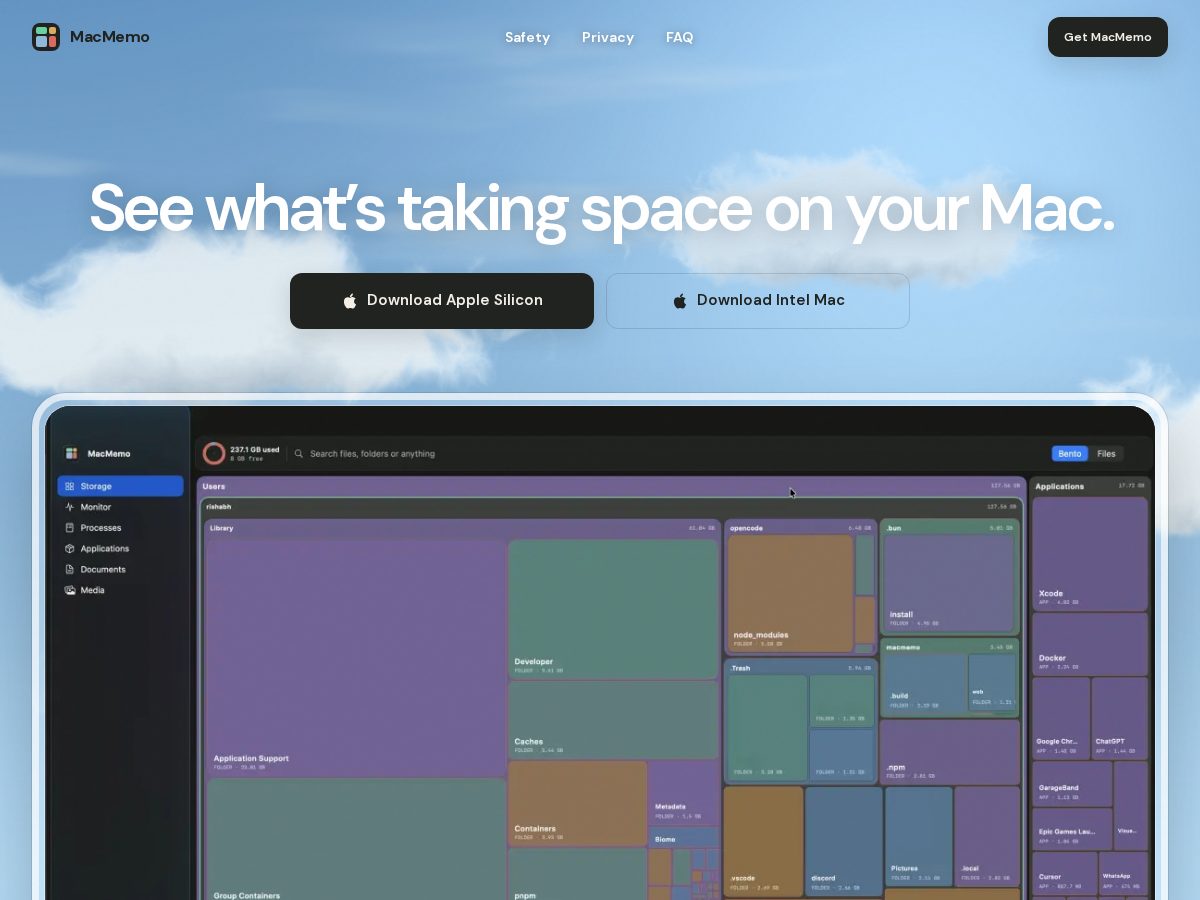 Landing-page snapshot of macmemo.com