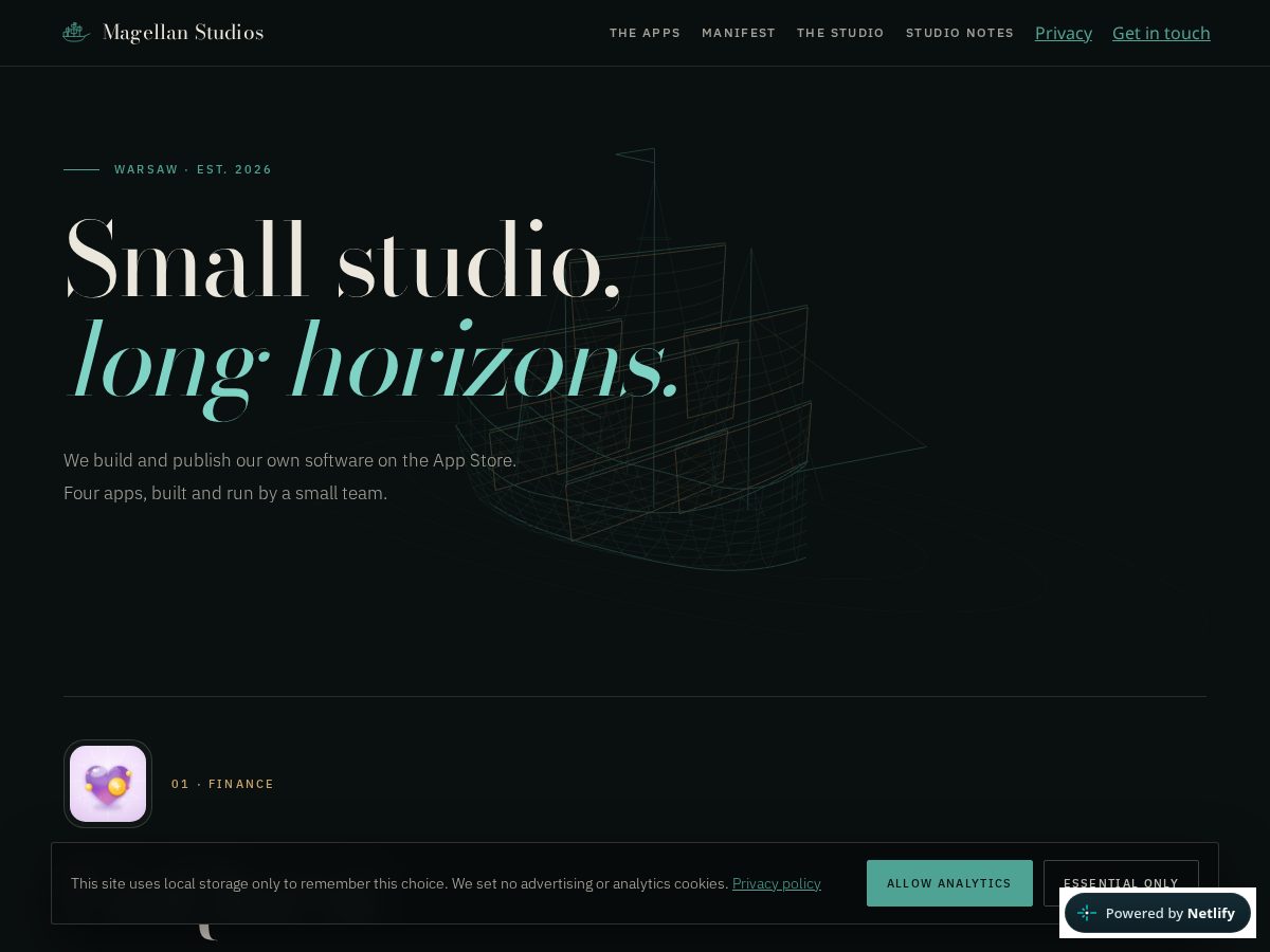 Landing-page snapshot of magellanstudios.org