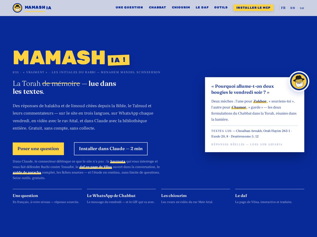 Landing-page snapshot of mamash-ia.com