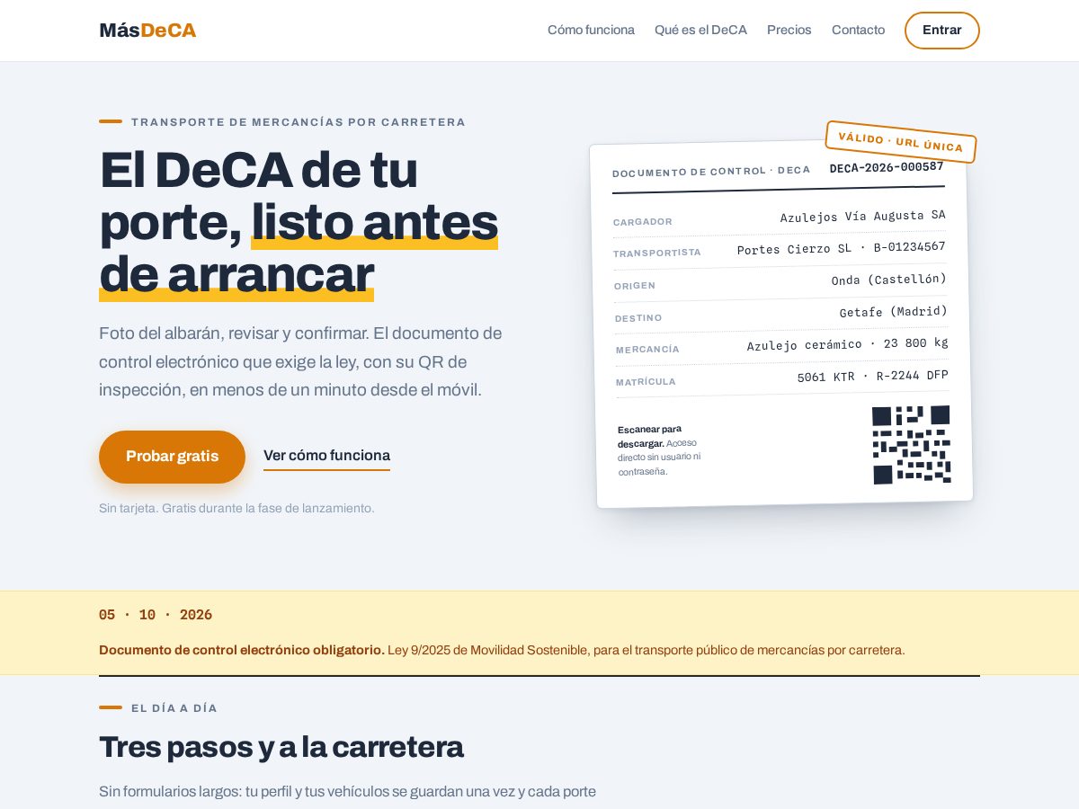 Landing-page snapshot of masdeca.com