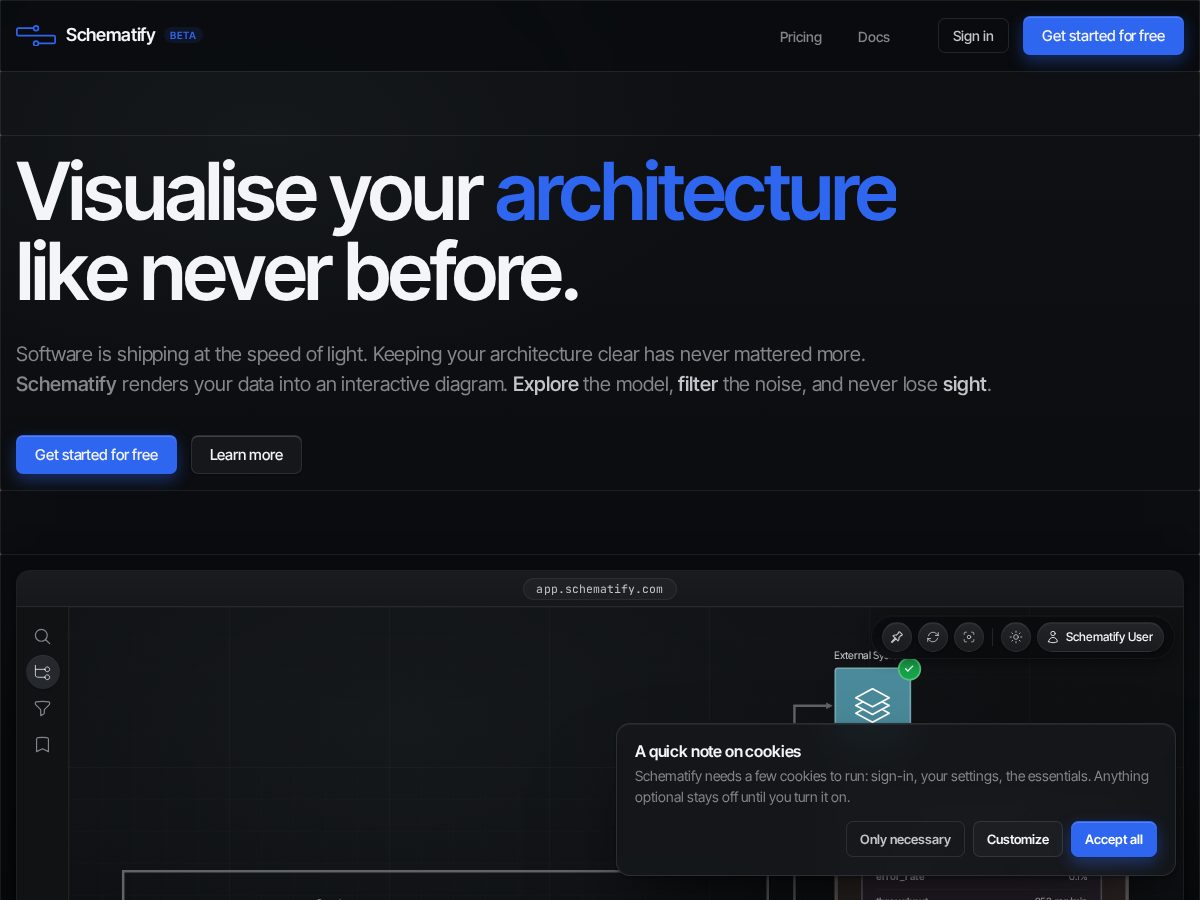 Landing-page snapshot of meet-schematify.com