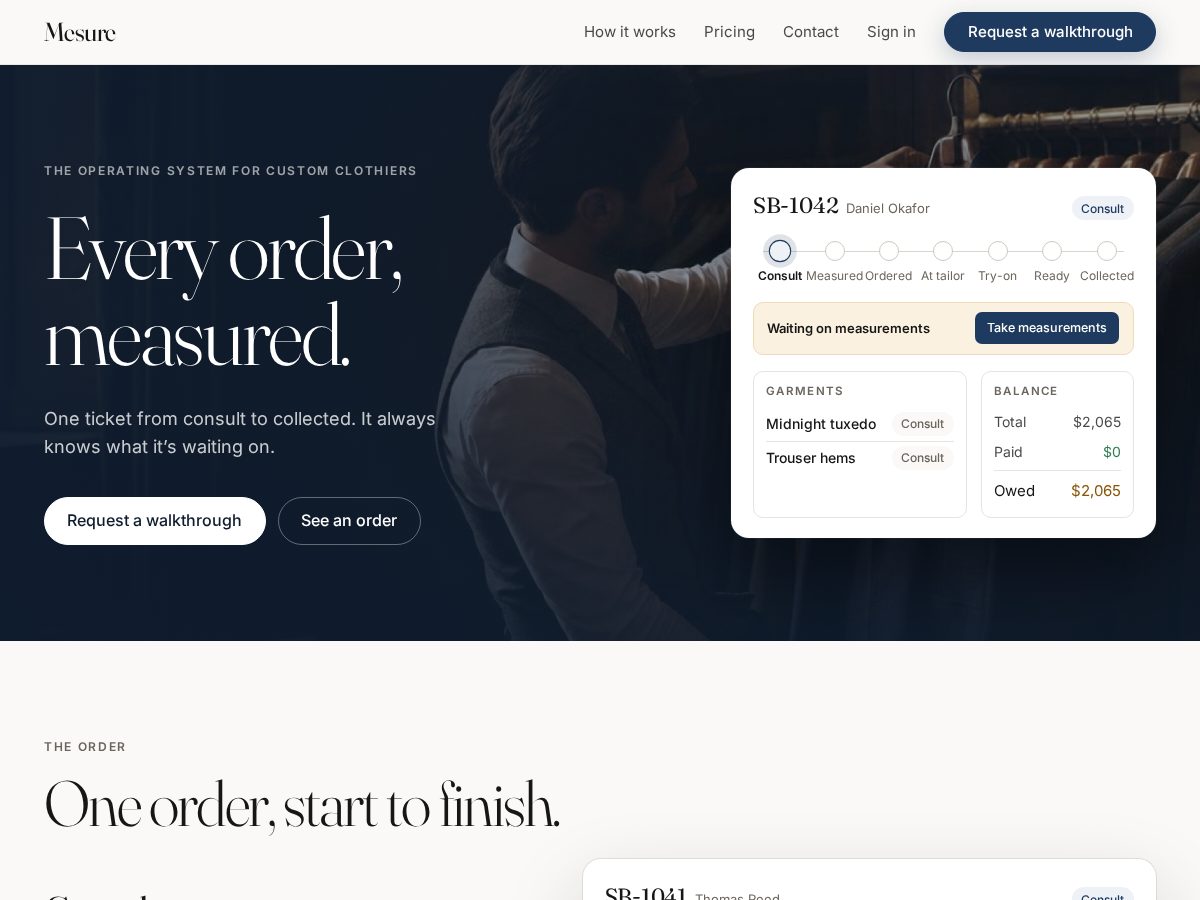 Landing-page snapshot of mesure.shop