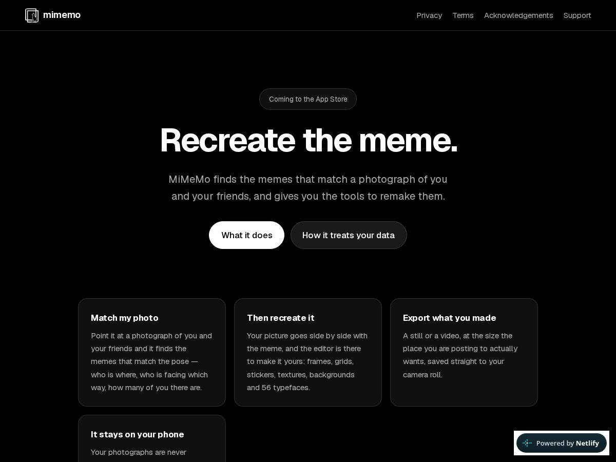Landing-page snapshot of mimemo.art