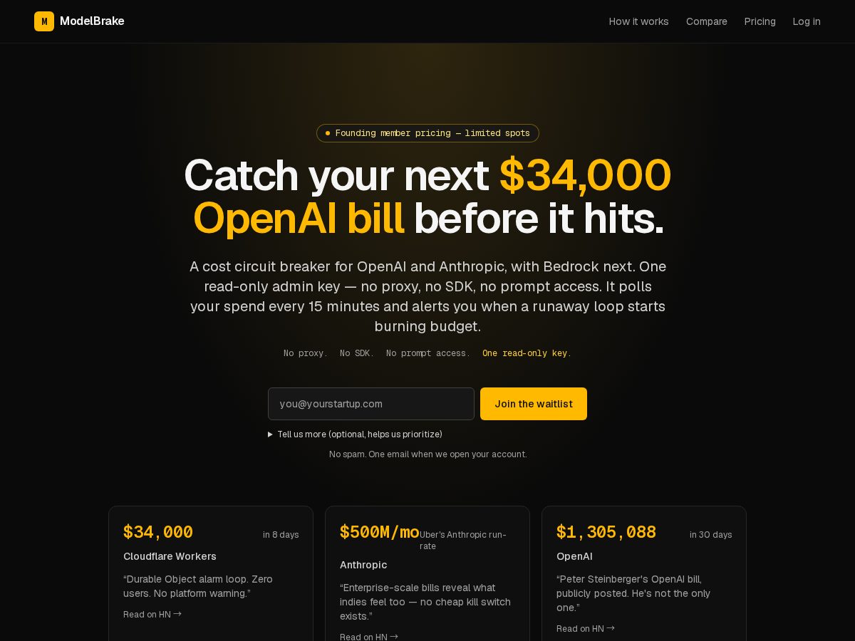 Landing-page snapshot of modelbrake.com