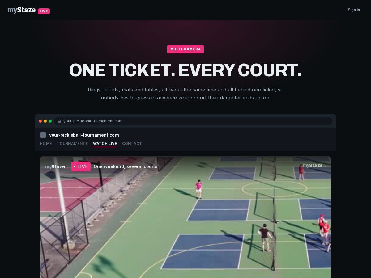 Landing-page snapshot of mystazesports.com