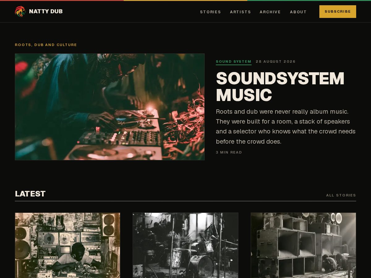 Landing-page snapshot of nattydub.com