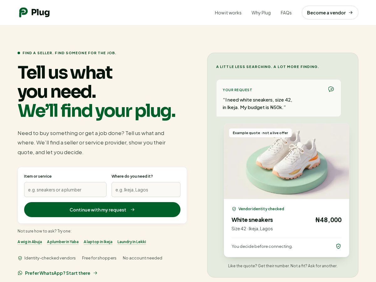 Landing-page snapshot of needplug.com