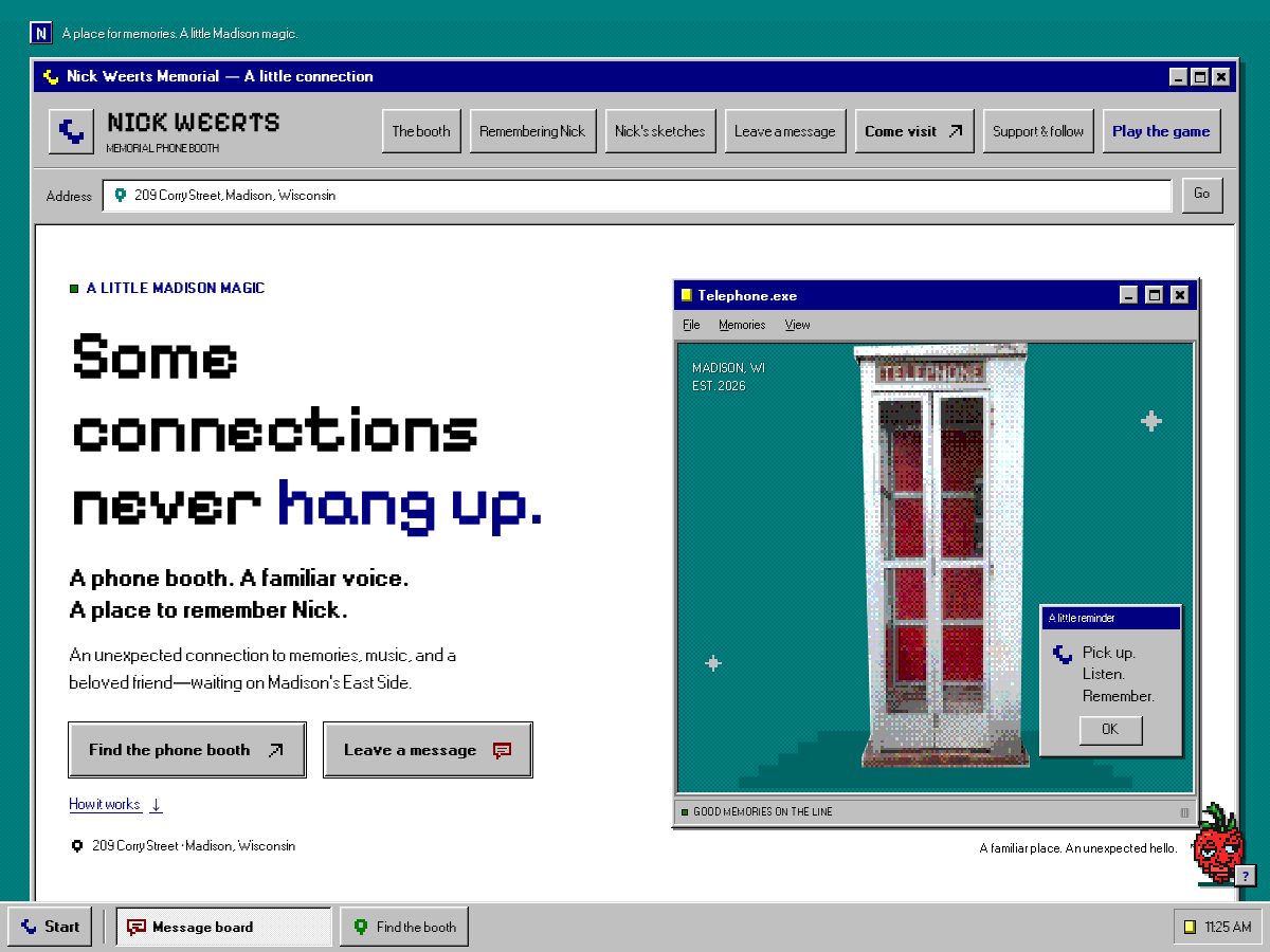 Landing-page snapshot of nickweertsmemorial.com