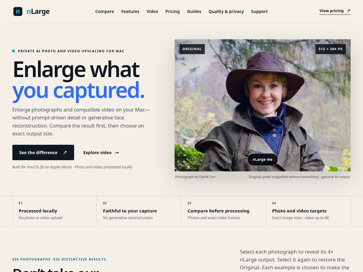 Landing-page snapshot of nlarge.app