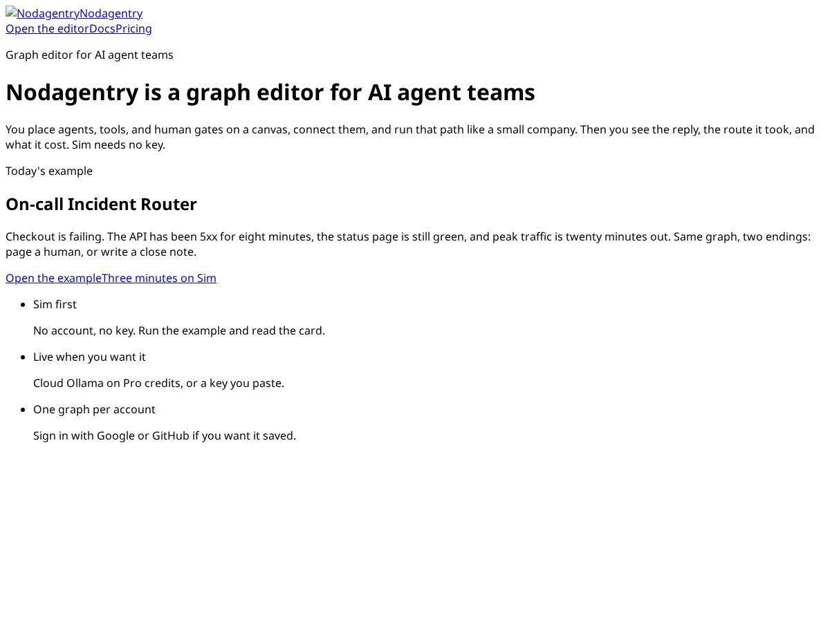 Landing-page snapshot of nodagentry.app