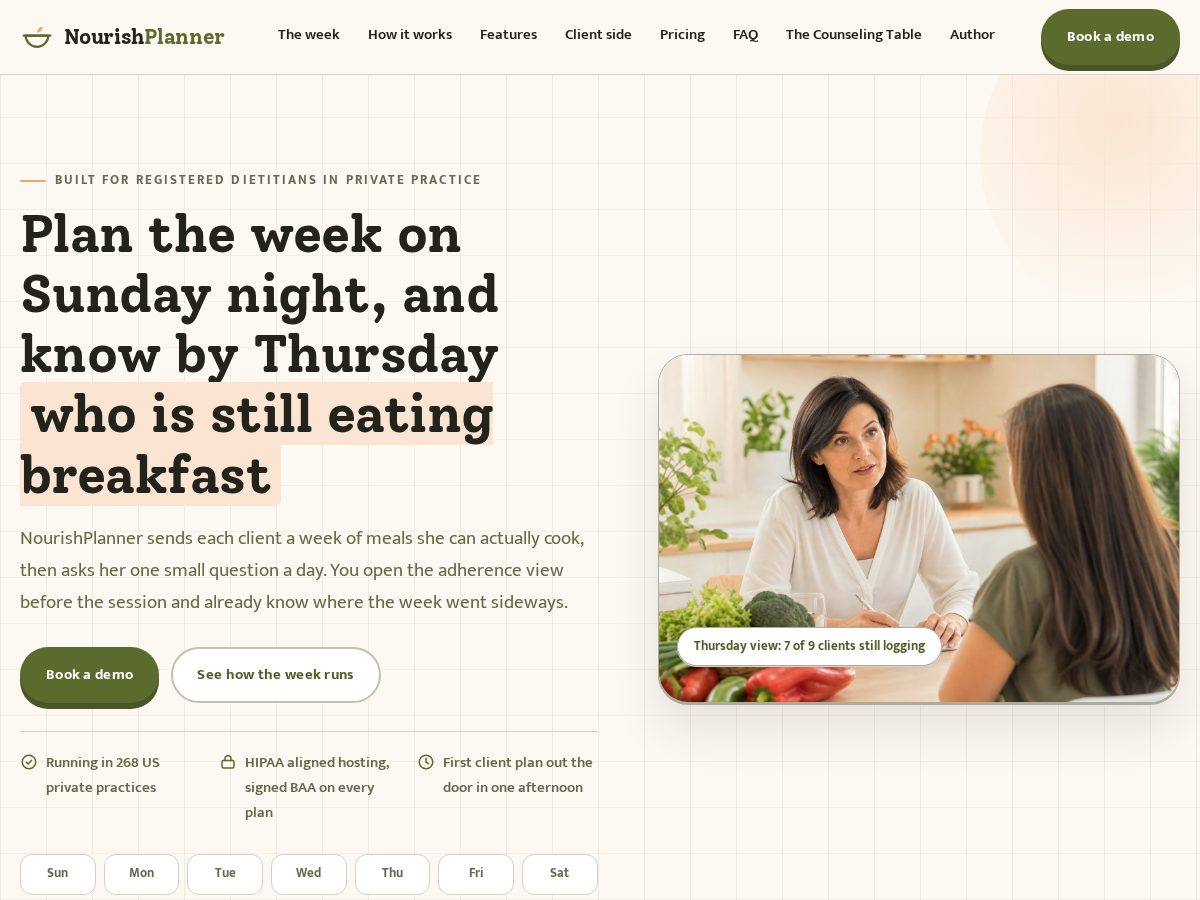 Landing-page snapshot of nourishplannerapp.com