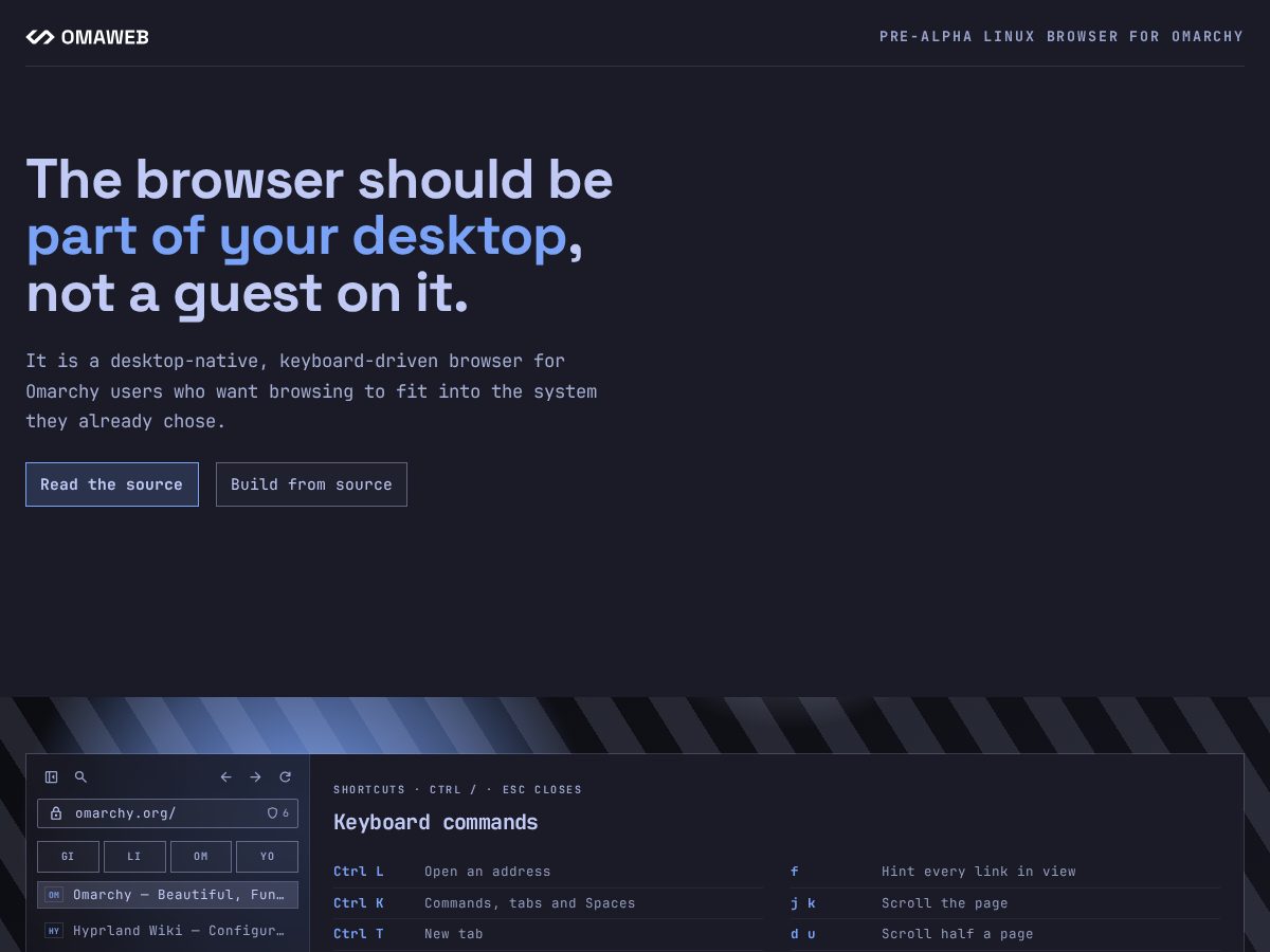 Landing-page snapshot of omaweb.app