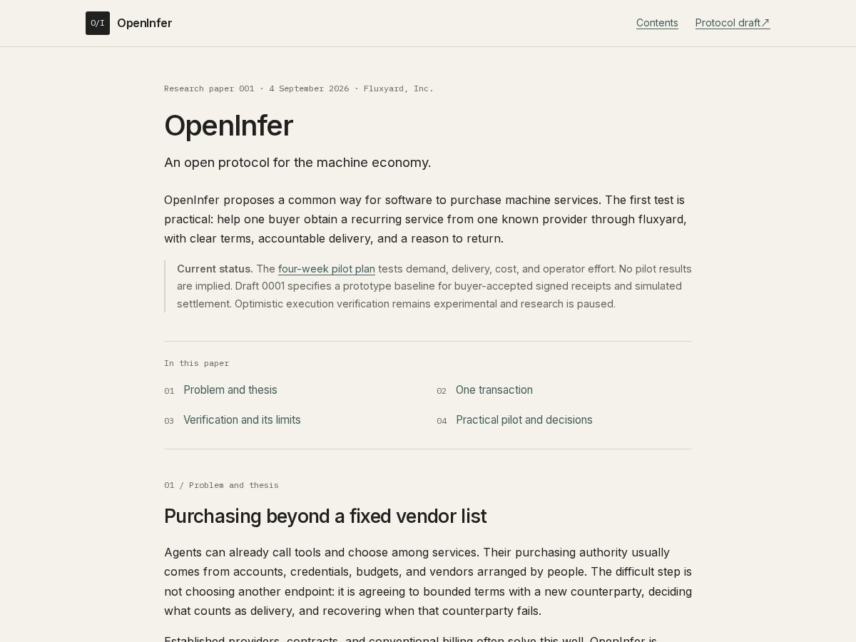Landing-page snapshot of openinfer.network