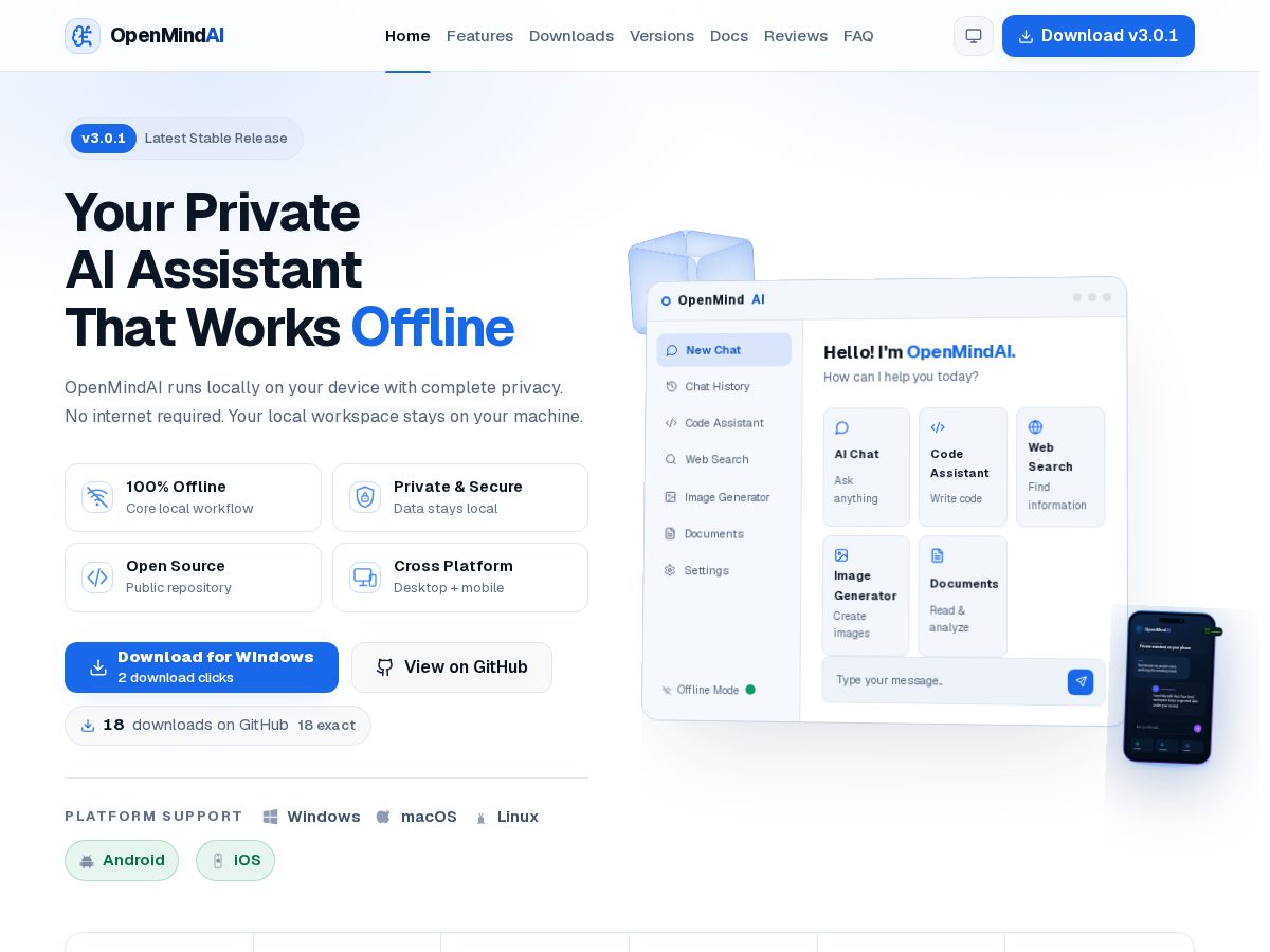 Landing-page snapshot of openmindai.org