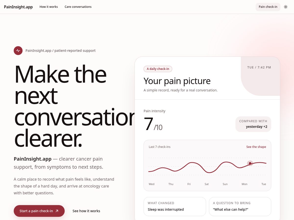 Landing-page snapshot of paininsight.app