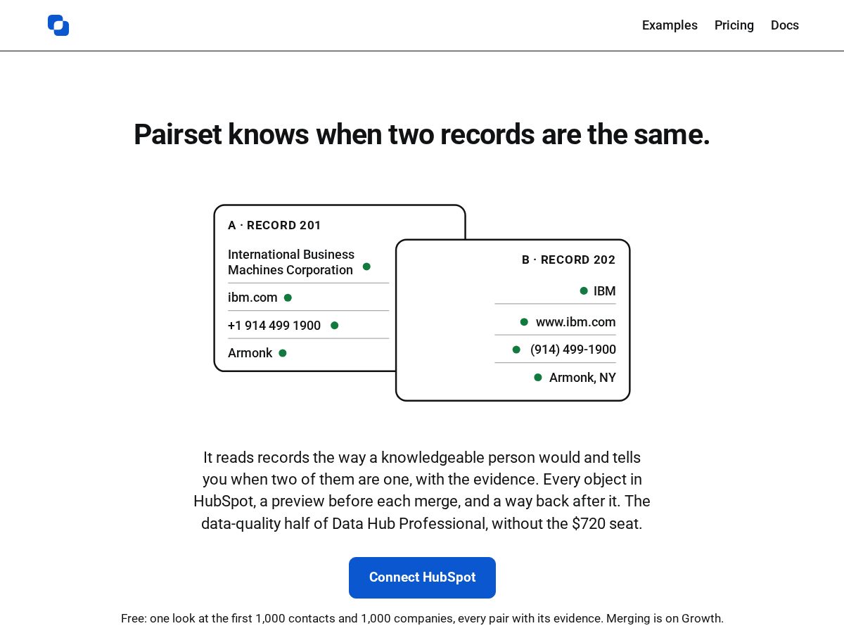 Landing-page snapshot of pairset.net