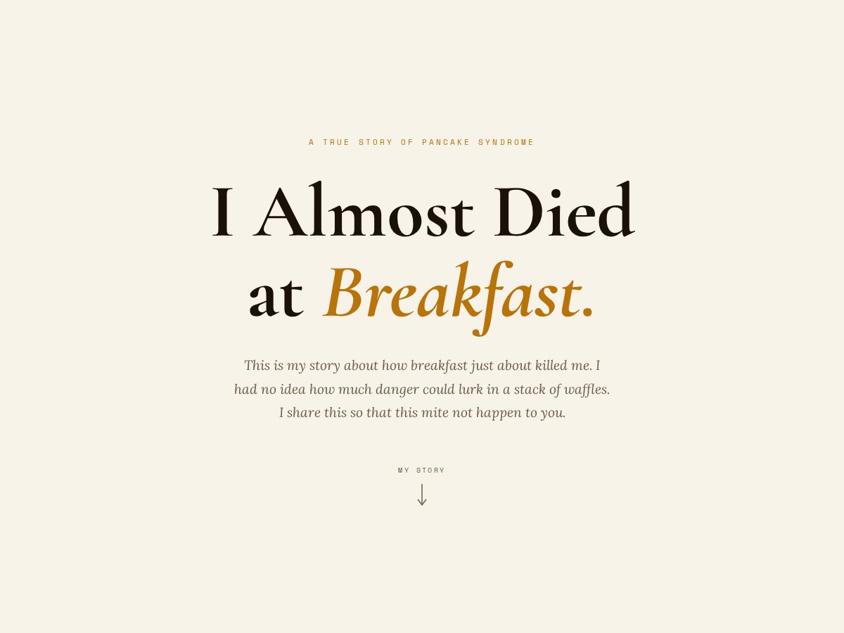 Landing-page snapshot of pancakesyndrome.com
