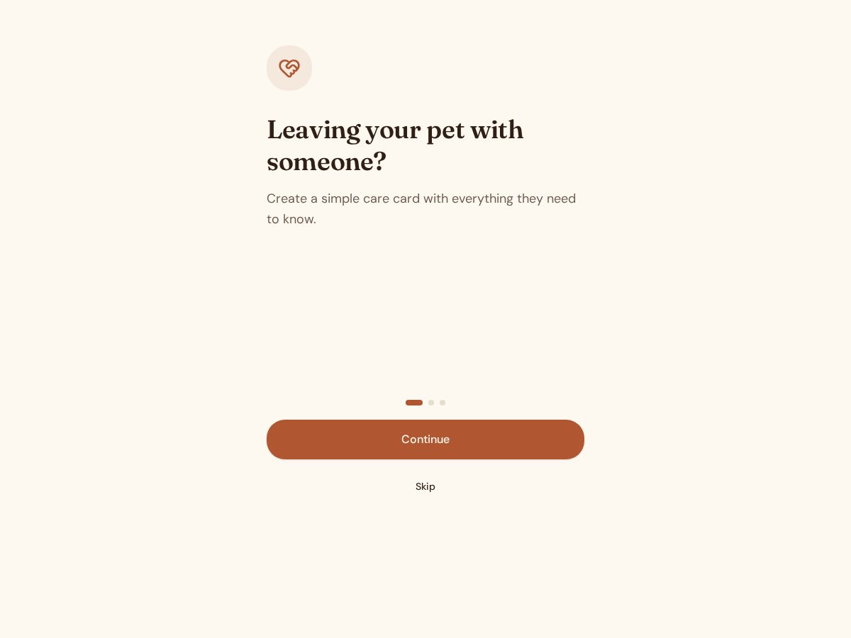 Landing-page snapshot of petcarecards.app
