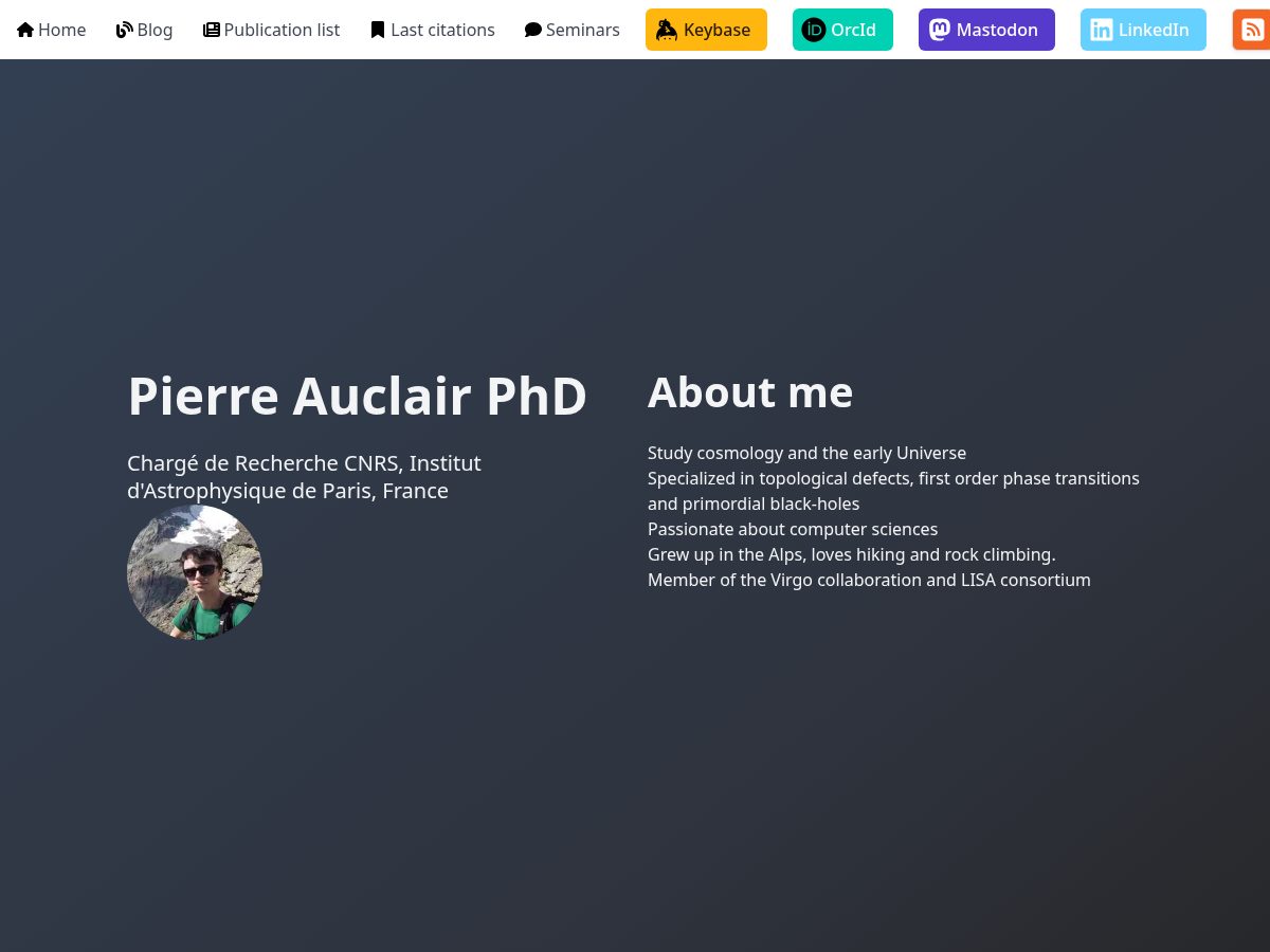 Landing-page snapshot of pierreauclair.org