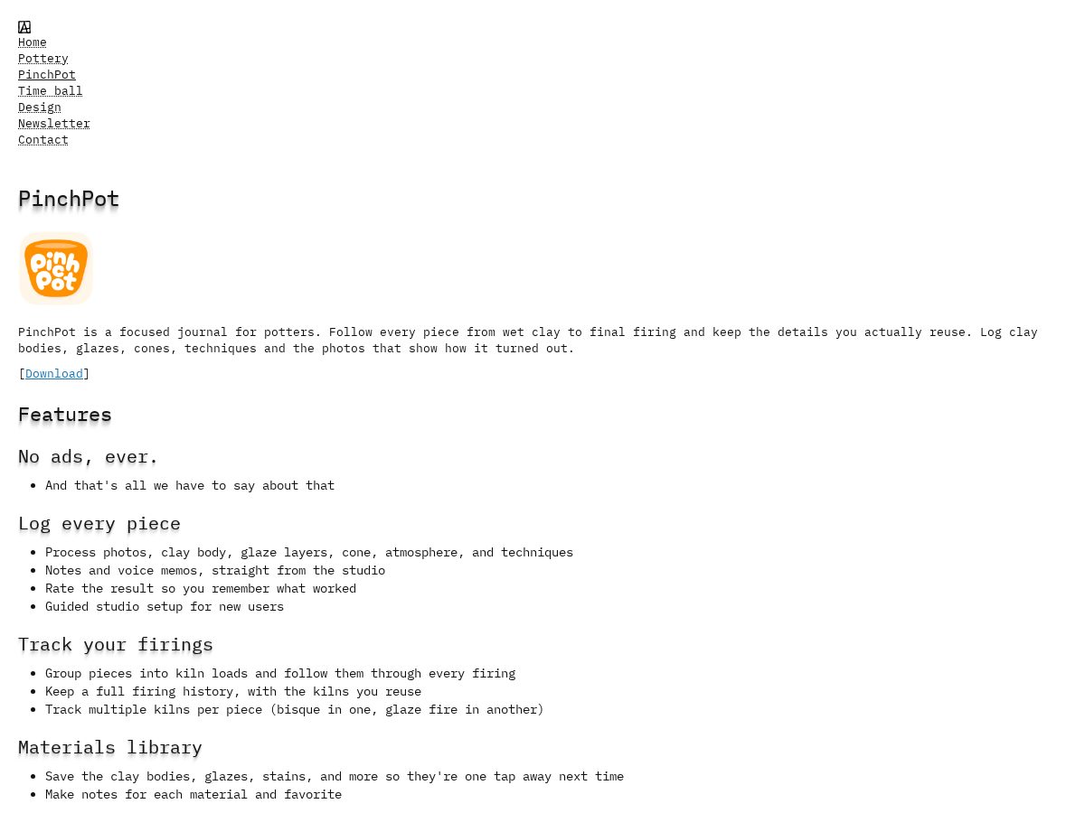 Landing-page snapshot of pinchpot.app