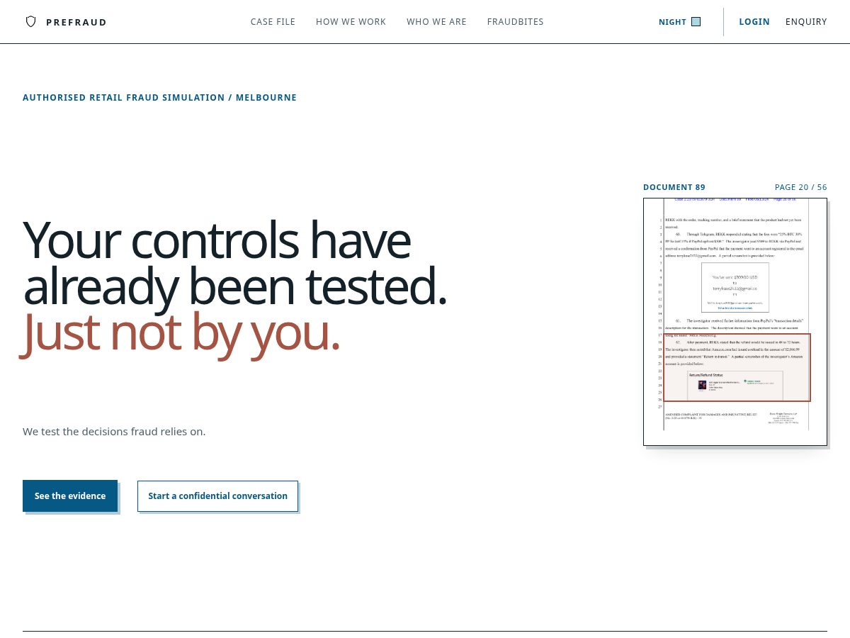 Landing-page snapshot of postfraud.com