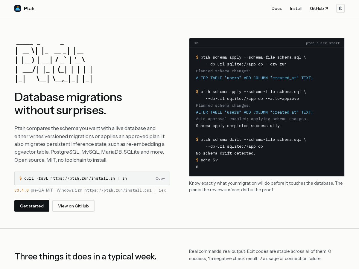 Landing-page snapshot of ptah.run